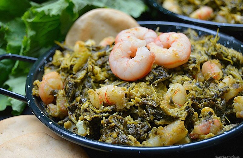 Revuelto de grelos con gambas